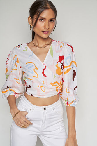 Graphic Straight Top, White, image 3